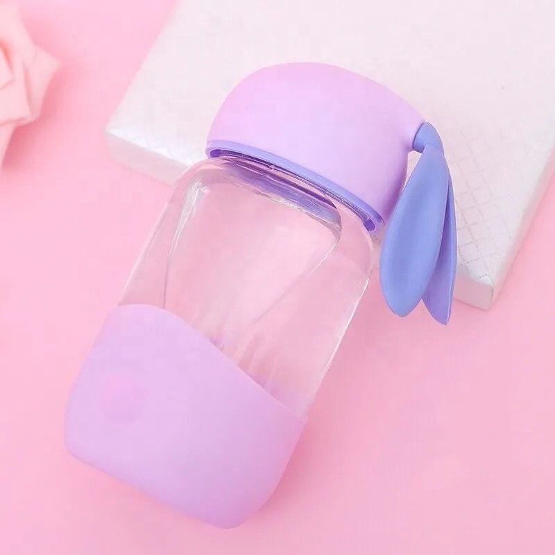 Kids Drink Bottle 350ml with Strap Bpa Free Glass Bottles Bunny Kid Water Bottles