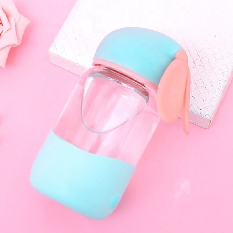 Kids Drink Bottle 350ml with Strap Bpa Free Glass Bottles Bunny Kid Water Bottles