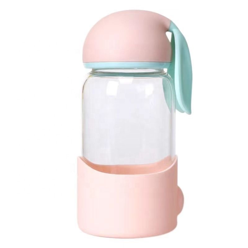 Kids Drink Bottle 350ml with Strap Bpa Free Glass Bottles Bunny Kid Water Bottles