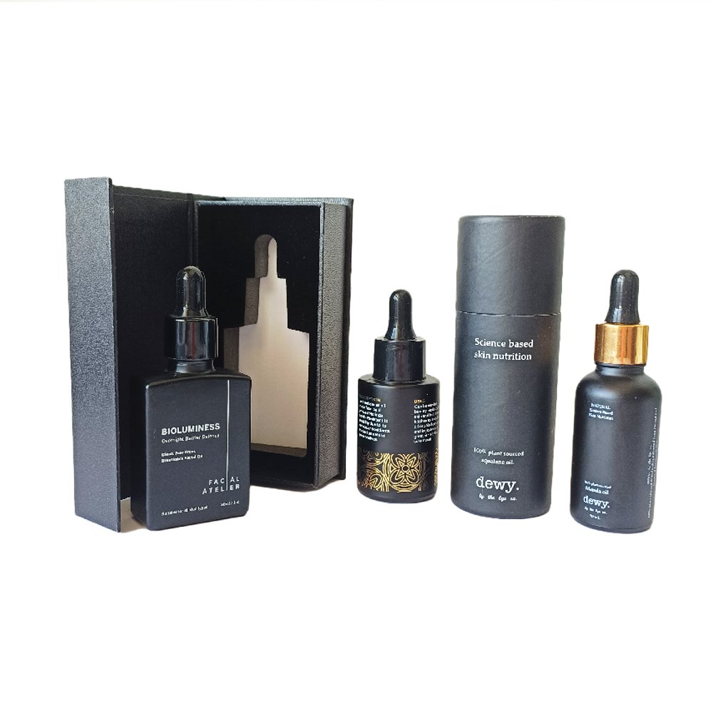 Skin Care 30ml 50ml 100ml 120ml 150ml Frosted Clear Glass Bottle With Bamboo Cap For Lotion Toner Cosmetic Packaging