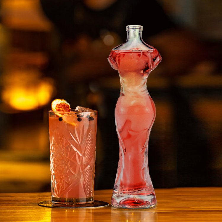 custom unique 160ml painted liquor tequila glass bottle with Beauty Shape