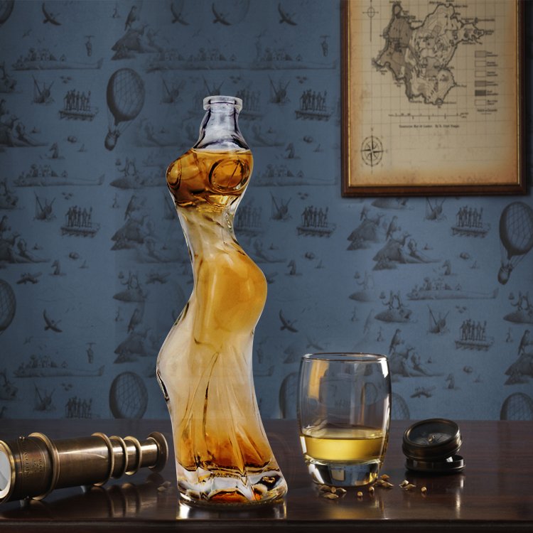 custom unique 160ml painted liquor tequila glass bottle with Beauty Shape