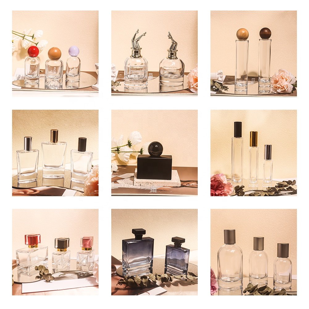 Wholesale 50ml 100ml Empty Gradient Color Glass Square Fragrance Cosmetics Packaging Spray Glass Perfume Bottle with Black Lid