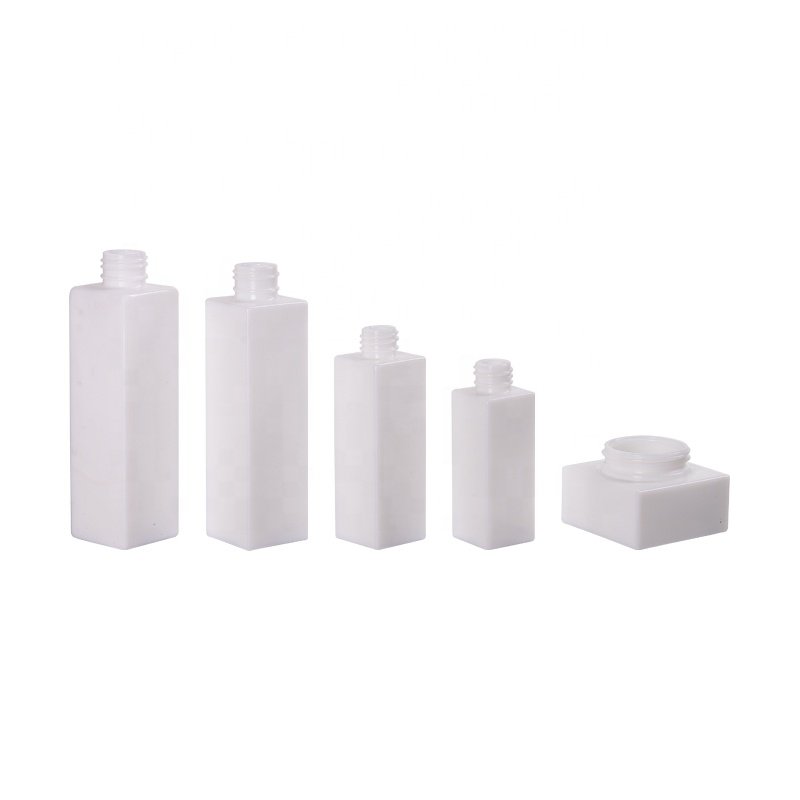 square opal glass bottles 30 ml 50 ml empty cosmetic serum bottle 100 ml 120 ml and 50 gram opaque white glass cream jar