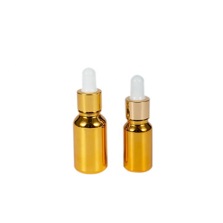 Gold Glass Essential Oil Bottle Cosmetic Serum Dropper Glass Bottle
