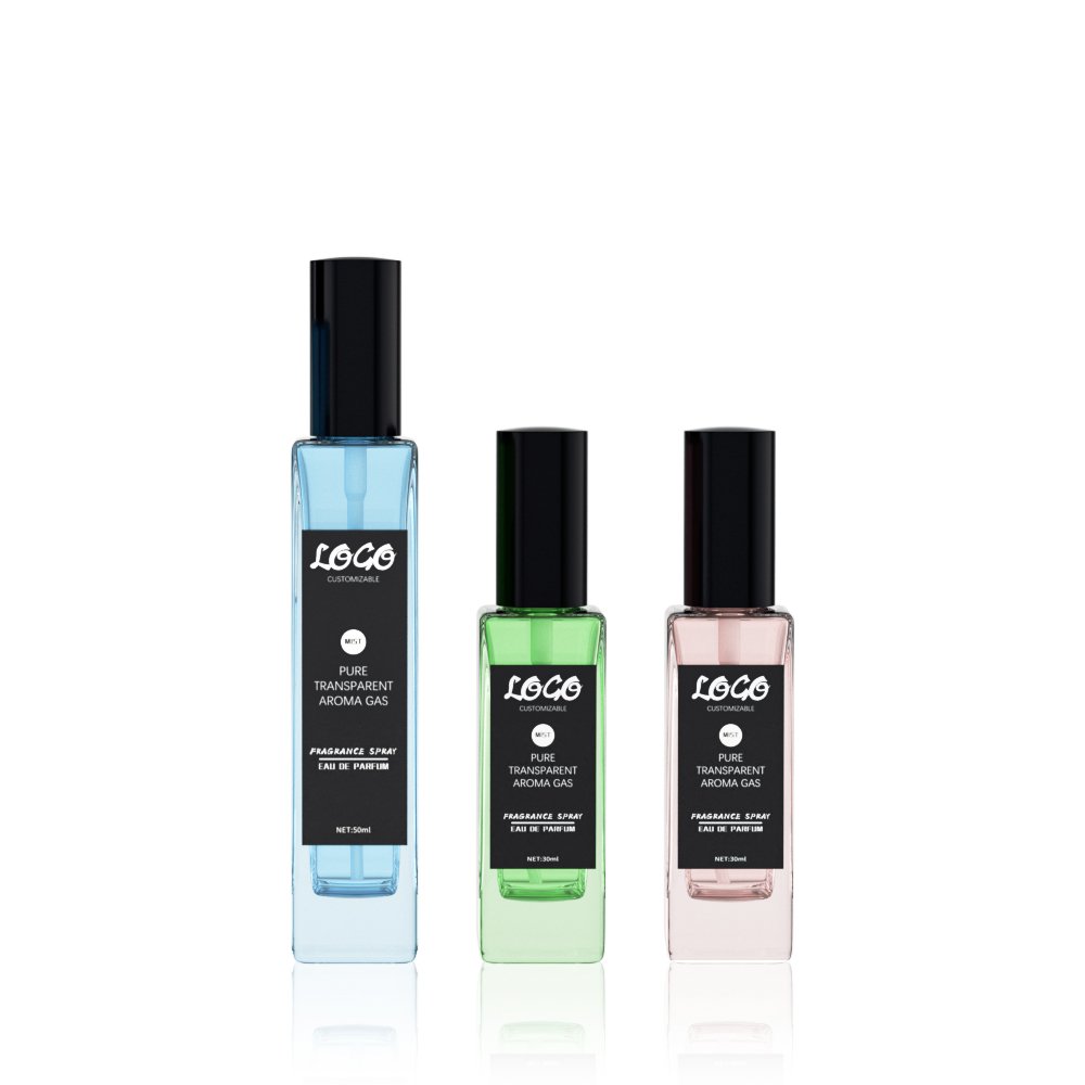Fancy 5ml 10ml 20ml 30ml 50ml 100ml clear transparent perfume square glass bottle luxury with spray cap for packing