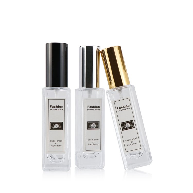 Fancy 5ml 10ml 20ml 30ml 50ml 100ml clear transparent perfume square glass bottle luxury with spray cap for packing