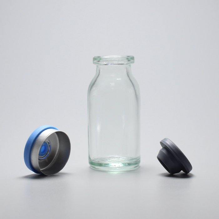 Pharmacy Clear Color Glass Bottle For Injection with Rubber Stopper and Caps Seal