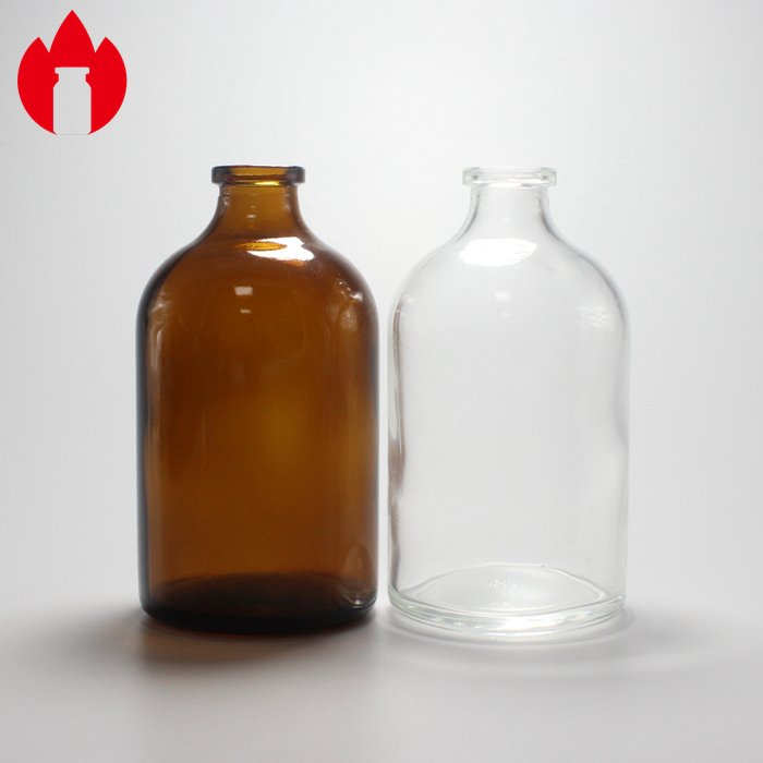 Pharmacy Clear Color Glass Bottle For Injection with Rubber Stopper and Caps Seal