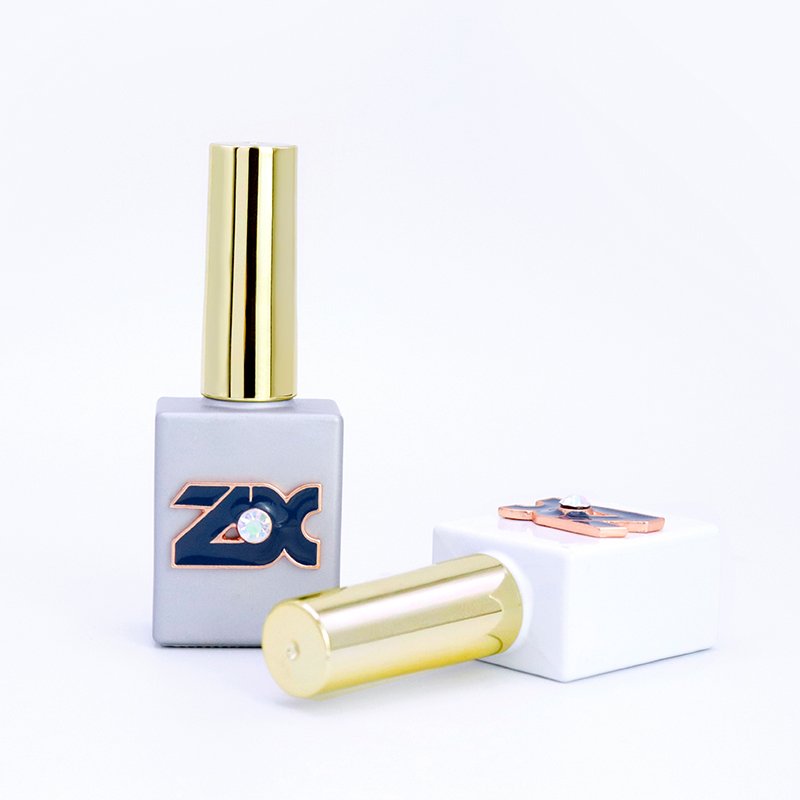 Luxury colorful 12 ml empty glass nail polish glass bottle with brush UV nail gel bottle with diamond accessories