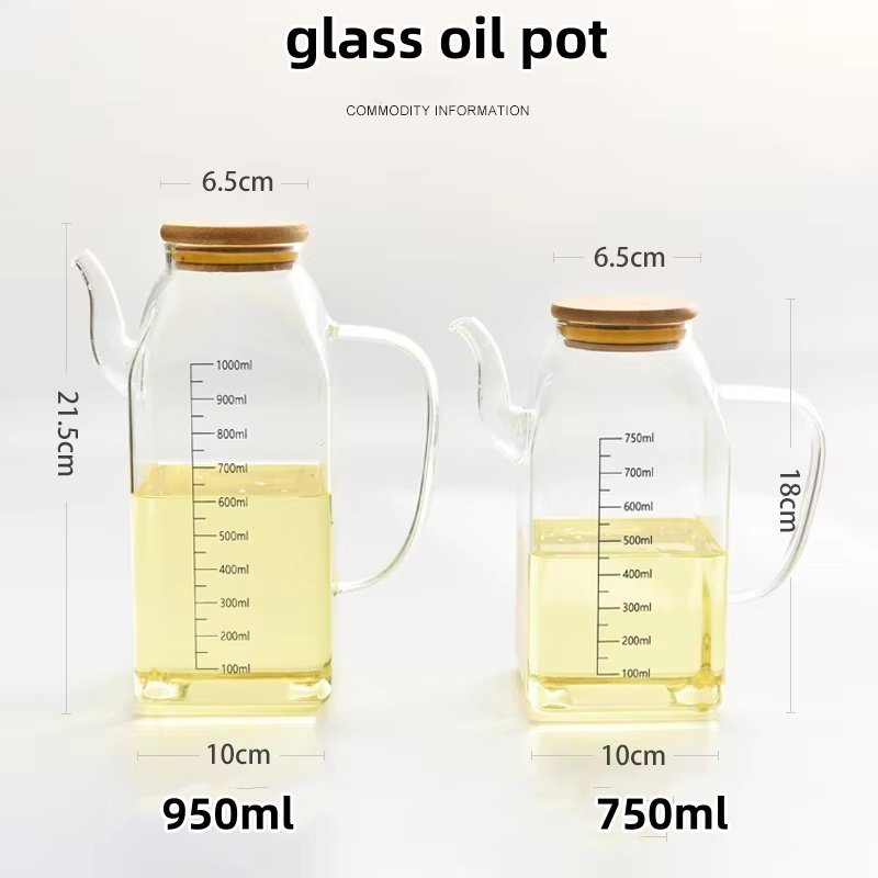 Modern Kitchen Oil Pot Vinegar Pot Jug Glass Bottle Oil Dispenser Borosilicate Oil Glass Pot