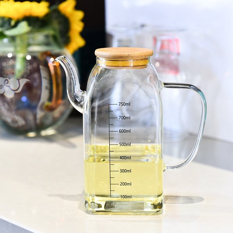 Modern Kitchen Oil Pot Vinegar Pot Jug Glass Bottle Oil Dispenser Borosilicate Oil Glass Pot