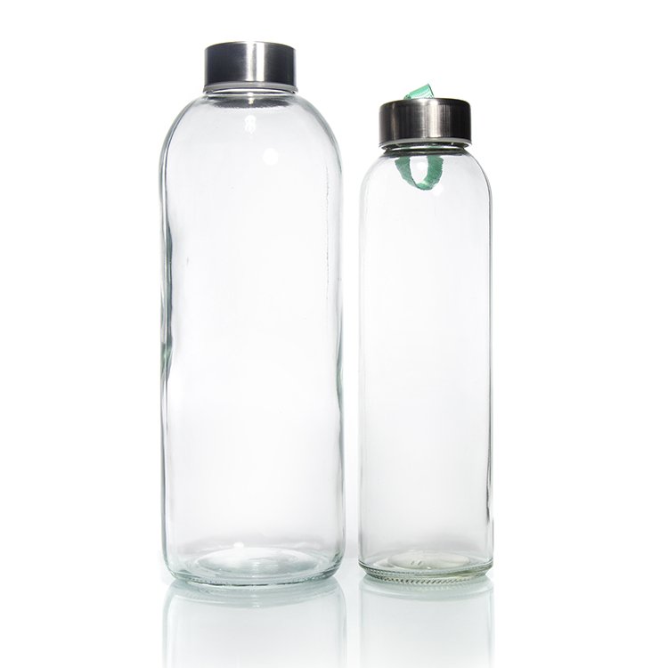 Top Quality Clear 550Ml Gym Water Glass Bottle With Bamboo Screw Cap