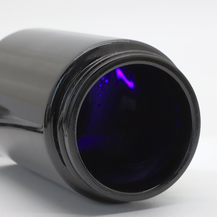 2024 hot sale UV dark violet glass jar customised violet storage container tall UV resistant glass 250ml jar protected bottle