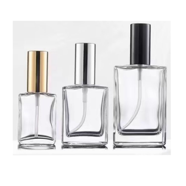 30ml 50ml 100ml flat tall square custom perfume oil bottle with wooden lid
