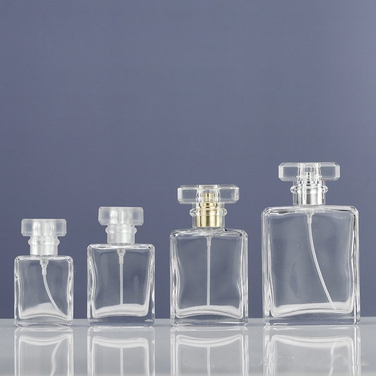30ml 50ml 100ml flat tall square custom perfume oil bottle with wooden lid