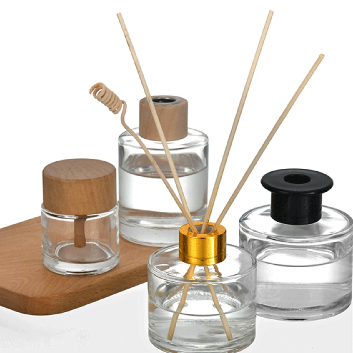 Hot sale 50ml 100ml 200ml Round Diffuser Aromatherapy Glass Bottle Aromatherapy Aroma Reed Diffuser Bottle With Stopper
