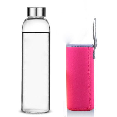 hot selling Custom logo personalized Wholesale Large 1L 500ml Glass Water Bottle with Stainless Steel Lid and Rope
