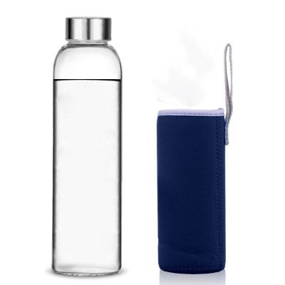 hot selling Custom logo personalized Wholesale Large 1L 500ml Glass Water Bottle with Stainless Steel Lid and Rope