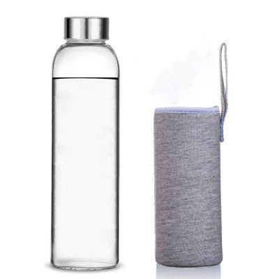 hot selling Custom logo personalized Wholesale Large 1L 500ml Glass Water Bottle with Stainless Steel Lid and Rope