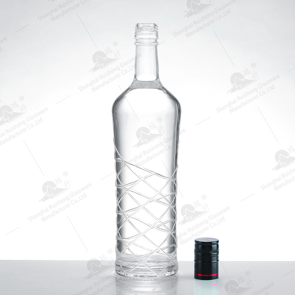 Customized 700ml Liquor bottle Premium Tall Round Fancy Wine bottle Tequila Whisky Vodka Juice Gin Rum Liqueur glass bottles