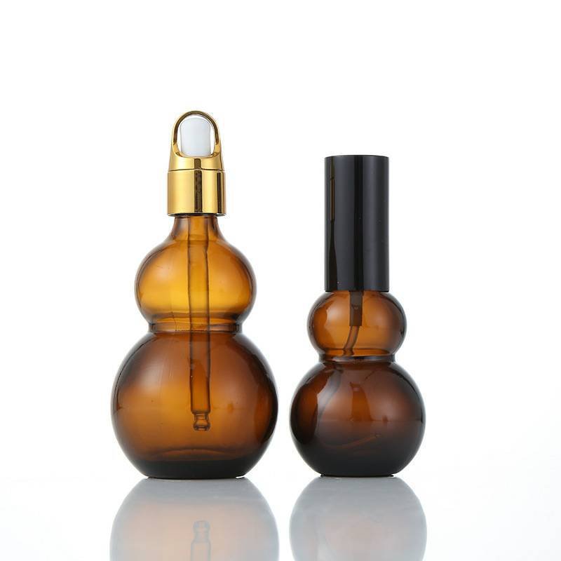 10ml-100ml Amber Glass Essential Oil bottle Double Gourd Shape Dropper Bottle 30ml