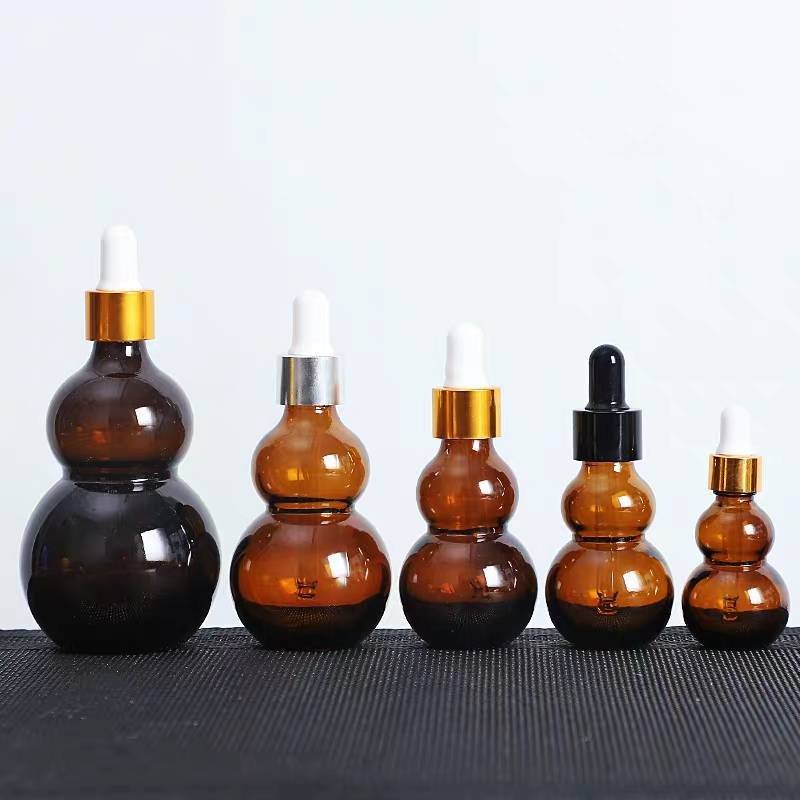 10ml-100ml Amber Glass Essential Oil bottle Double Gourd Shape Dropper Bottle 30ml