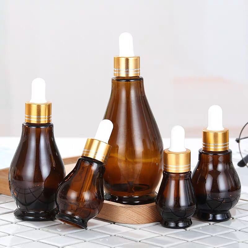 10ml-100ml Amber Glass Essential Oil bottle Double Gourd Shape Dropper Bottle 30ml