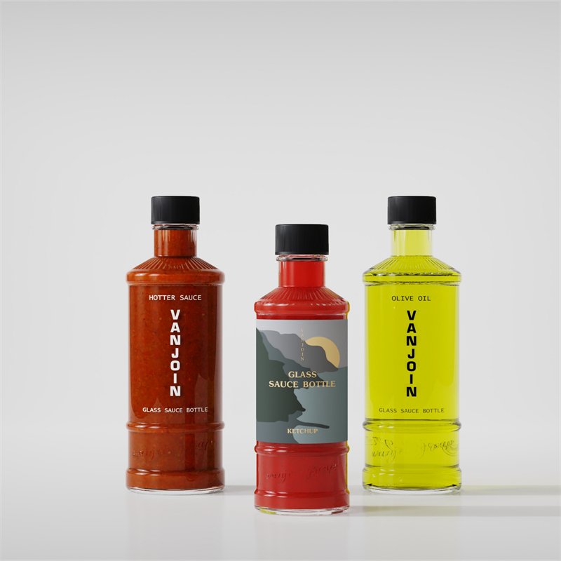 28mm Nech Finish hot Chili Sauce Bottles Supplier150ml 250ml Ketchup Glass Bottle With Black Plastic Screw Caps