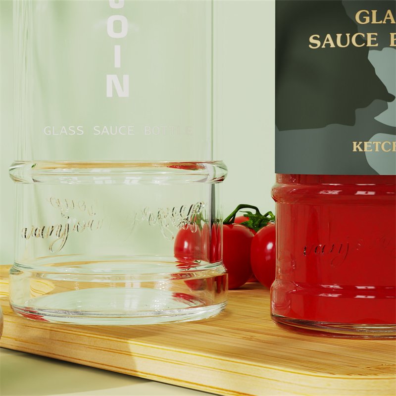 28mm Nech Finish hot Chili Sauce Bottles Supplier150ml 250ml Ketchup Glass Bottle With Black Plastic Screw Caps