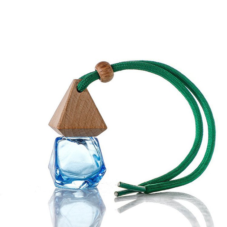 best factory fancy unique car hanging 8ml mini empty glass bottle with wooden lid for scent diffuser-bottle