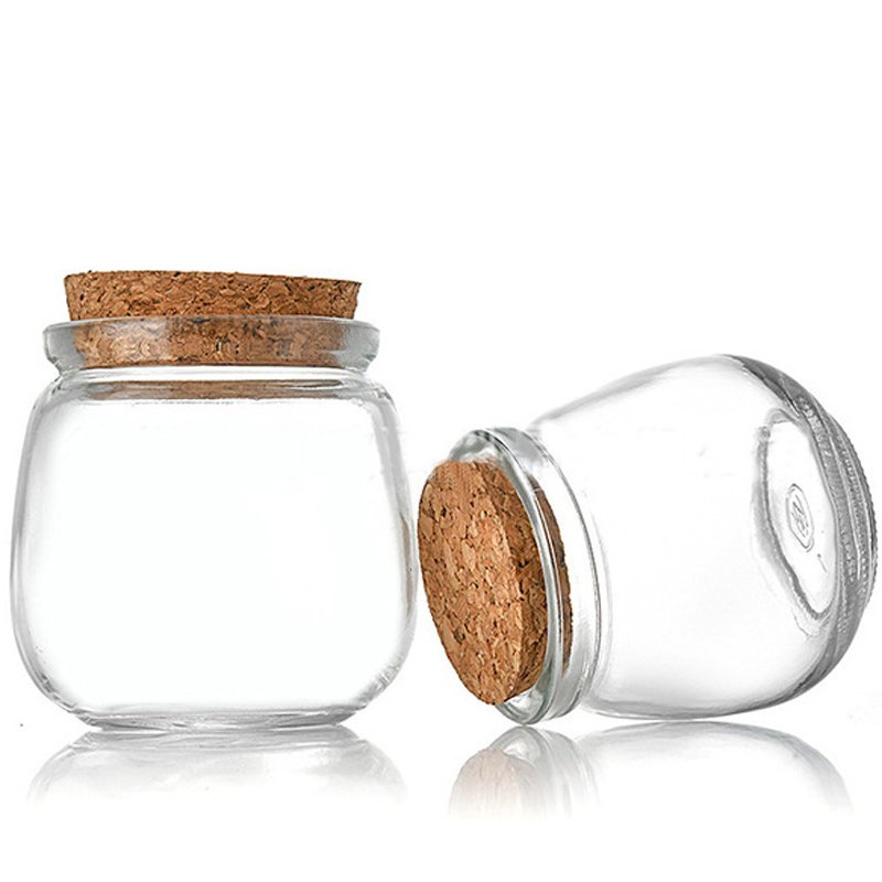 Custom Mini Cup Small Glass Bottles for Milk Jelly Yogurt Glass Jars with Cork Lid 200ml Pudding Glass Bottle