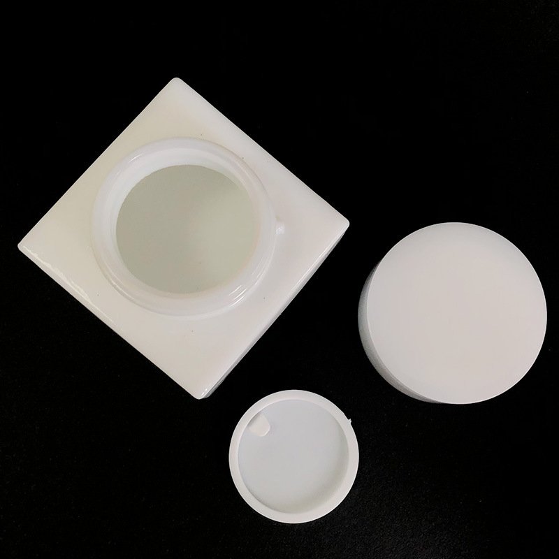 Square Empty 50g Opaque Porcelain White Glass Cream Jar 30ml 50ml 60ml 100ml 120ml Opal Glass Serum Pump Lotion Bottles