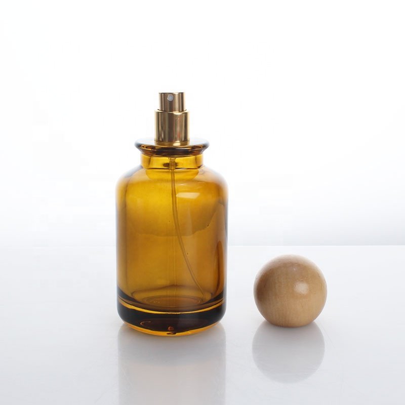 Luxury 50mL Brown Crimp glass bottle spray bottle portable perfume bottle