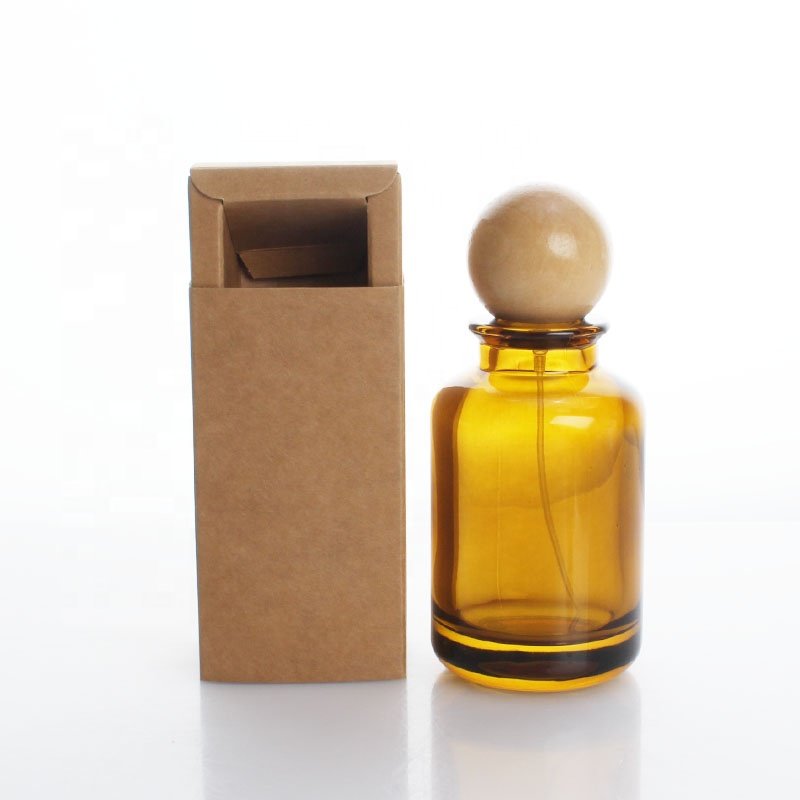 Luxury 50mL Brown Crimp glass bottle spray bottle portable perfume bottle