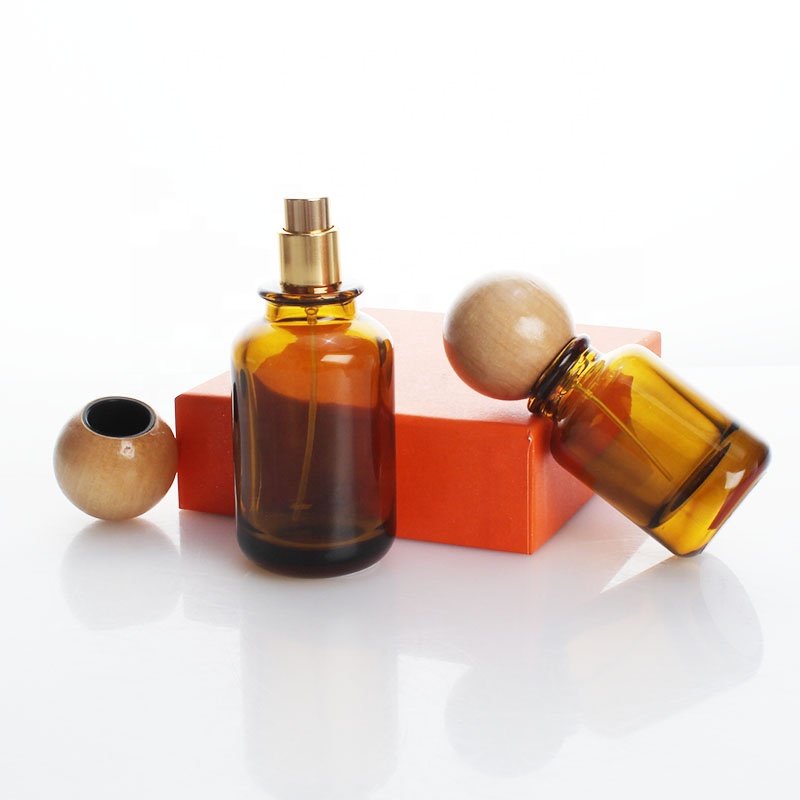 Luxury 50mL Brown Crimp glass bottle spray bottle portable perfume bottle