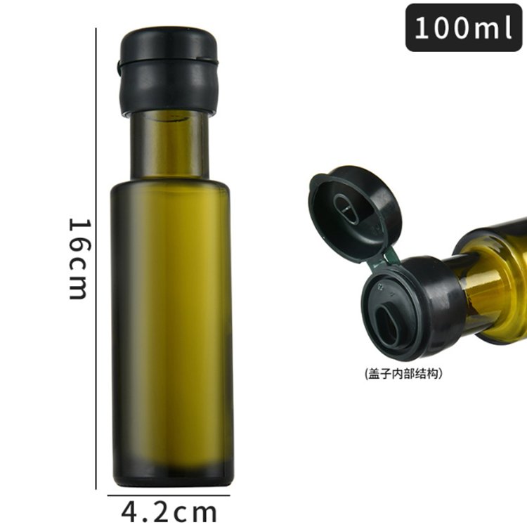 wholesale 100ml dorica glass bottle 3.3 oz green amber glass olive oil bottle with pourer lid