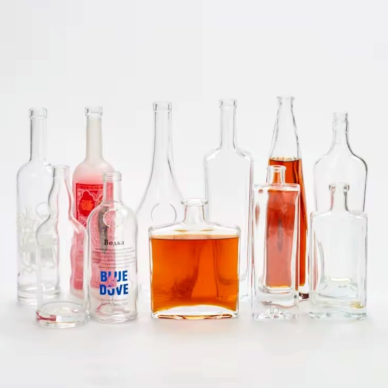 Chinese Suppliers High Quality Customized Tequila Rum Vodka Spirit Thin High Bottles 750 ml 1L Glass Liquor Bottle