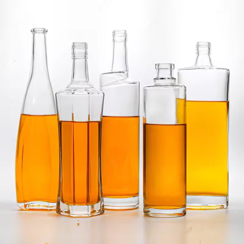 Chinese Suppliers High Quality Customized Tequila Rum Vodka Spirit Thin High Bottles 750 ml 1L Glass Liquor Bottle