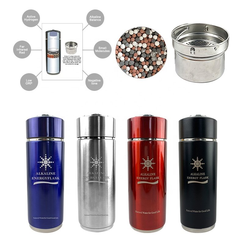 SOUDRON 300ml Bio Energy Nano Alkaline Flask pH 8.5 Alkaline Water Purifier Alkaline Water Bottle With Single Filter