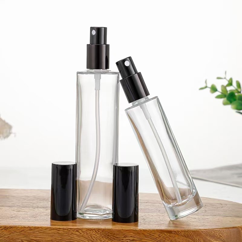 empty 30ml 50ml 100ml tall cylinder round glass perfume bottle with 18mm neck PUMP SPRAYER