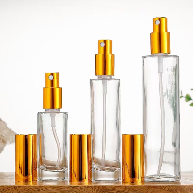empty 30ml 50ml 100ml tall cylinder round glass perfume bottle with 18mm neck PUMP SPRAYER