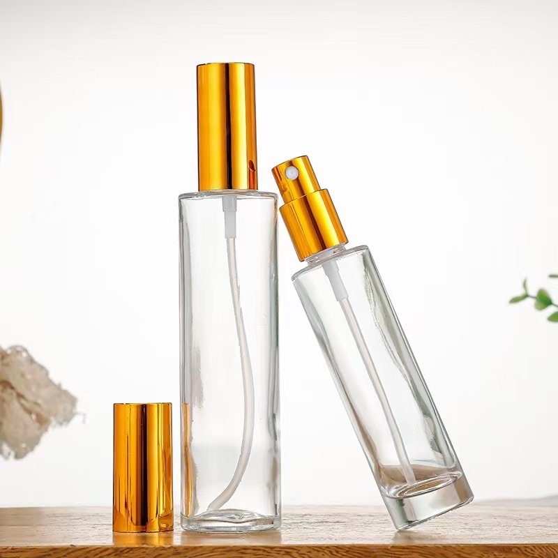 empty 30ml 50ml 100ml tall cylinder round glass perfume bottle with 18mm neck PUMP SPRAYER