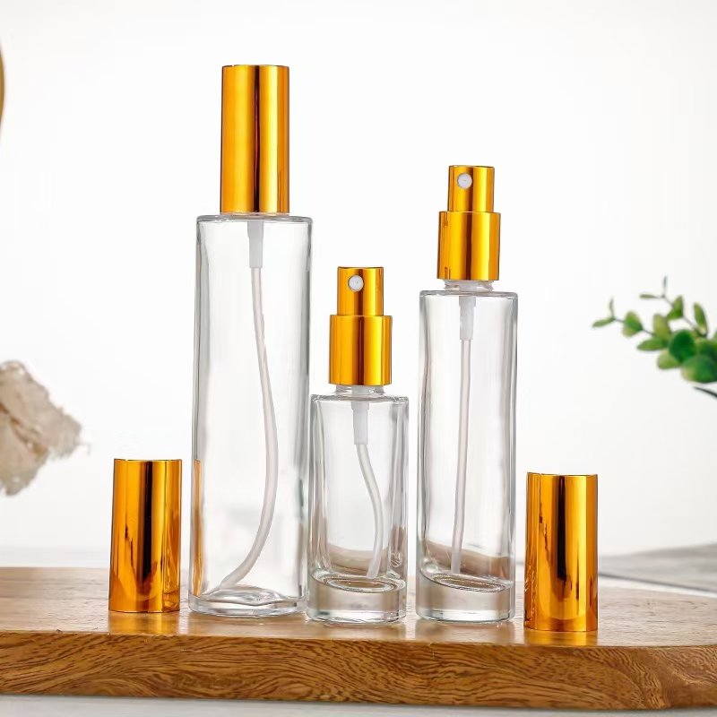 empty 30ml 50ml 100ml tall cylinder round glass perfume bottle with 18mm neck PUMP SPRAYER