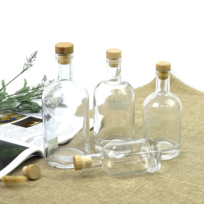 Custom 200ml 500ml 700ml 750ml 1000ml Luxury Wine Vodka Tequila Gin Fancy Liquor Glass Bottle For Spirits With Sealed Cork Lid
