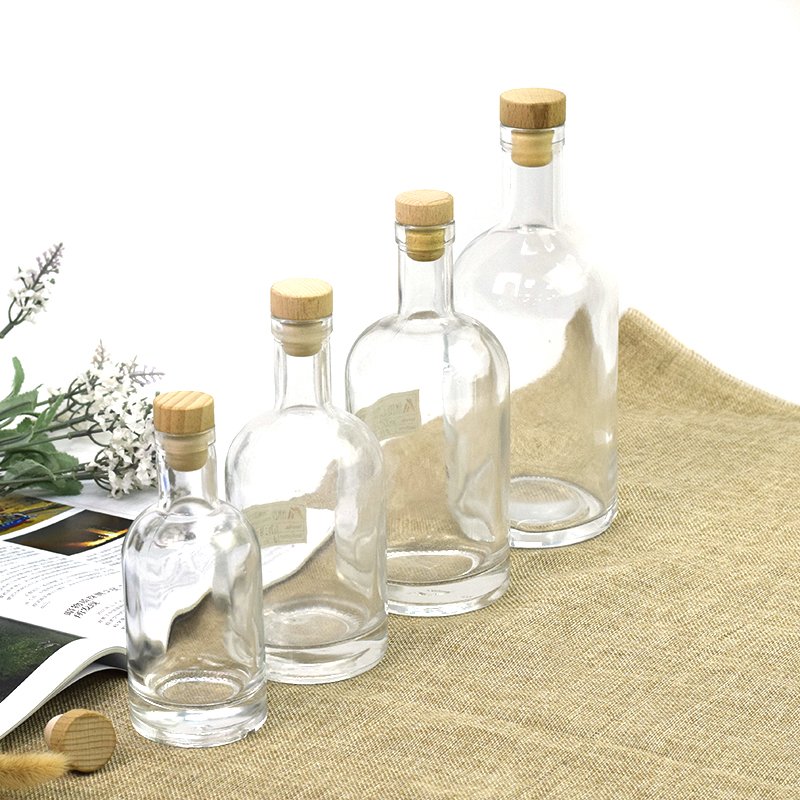 Custom 200ml 500ml 700ml 750ml 1000ml Luxury Wine Vodka Tequila Gin Fancy Liquor Glass Bottle For Spirits With Sealed Cork Lid