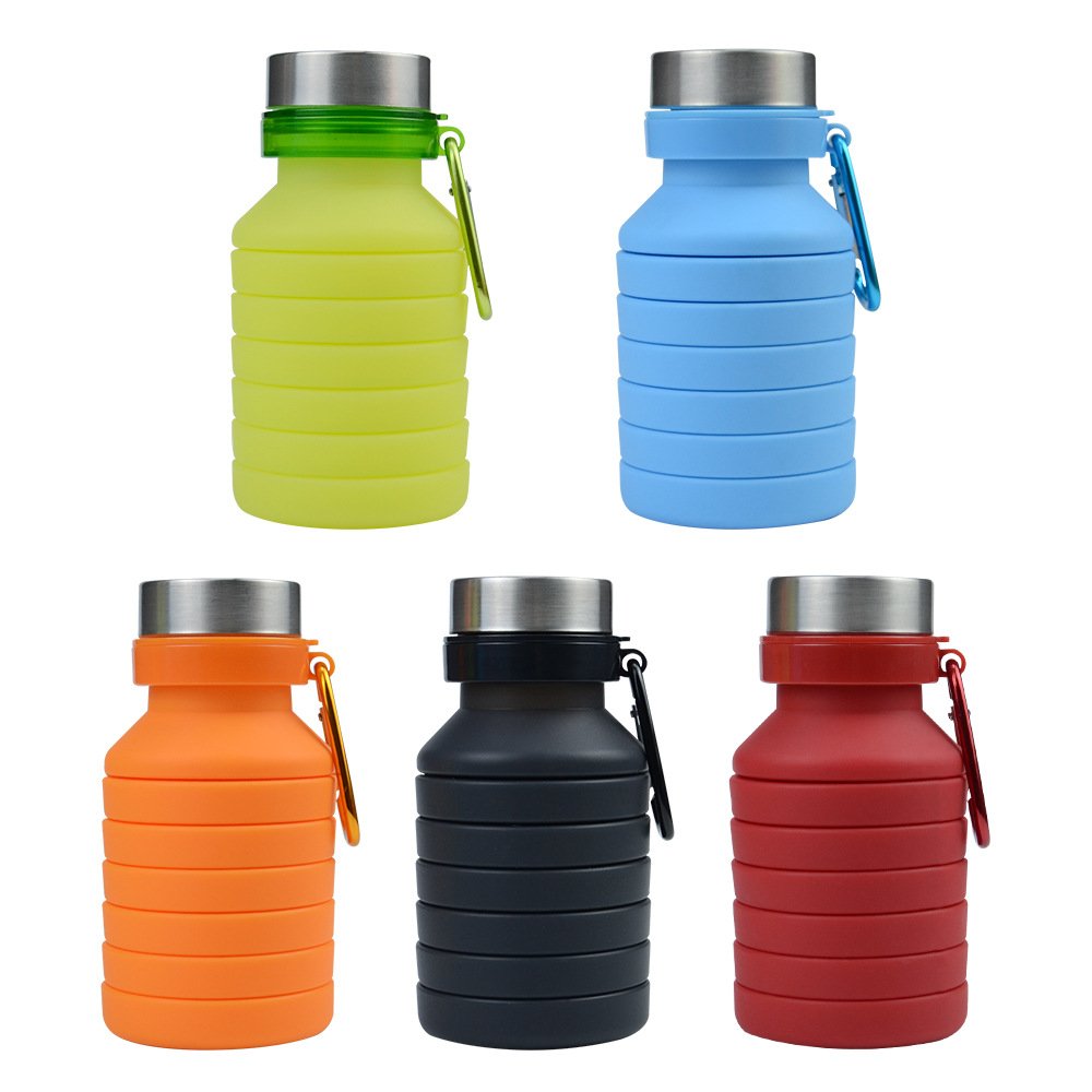 Silicon Billiards Cute Handle Soft Rubber Design Cover Strap Travel Astronaut Adult Foldable Silicone Water Bottle