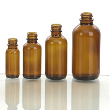 amber boston round glass bottle