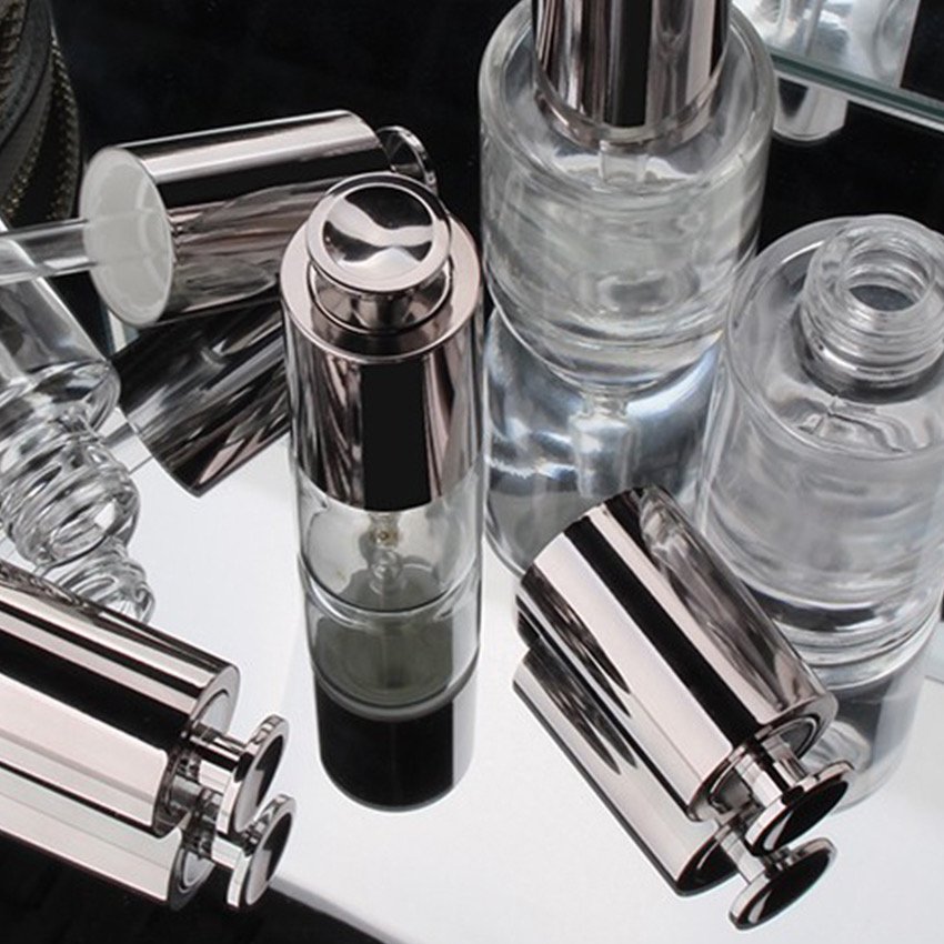 Custom skin care serum press button empty 10ml 15ml 20ml 25ml 30ml cylinder clear hair essential oil glass vail dropper bottle