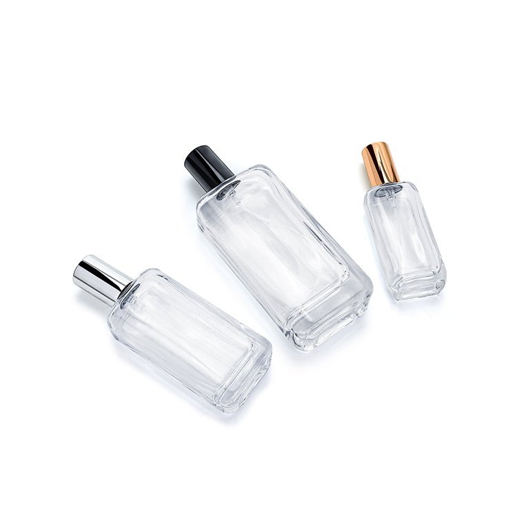 30ml 50ml 100ml Custom Logo Luxury Empty Free Design Women Parfum Packaging Clear Square Spray Glass Perfume Bottle With Cap